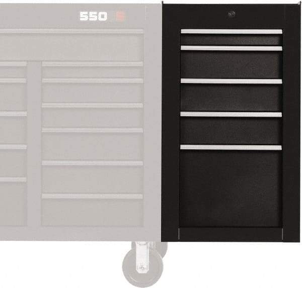 Proto - 5 Drawer Black Side Cabinet - 19" Wide x 34" High x 25" Deep, Use with Proto Roller Cabinet - Americas Industrial Supply