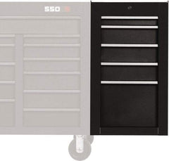 Proto - 5 Drawer Black Side Cabinet - 19" Wide x 34" High x 25" Deep, Use with Proto Roller Cabinet - Americas Industrial Supply