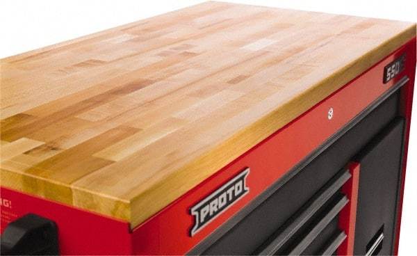 Proto - Tool Box Solid Maple with Laminated Edge Hardwood Worktop - 66-9/16" Wide x 25" Deep x 1-1/2" High, Brown, For Proto Workstations - Americas Industrial Supply