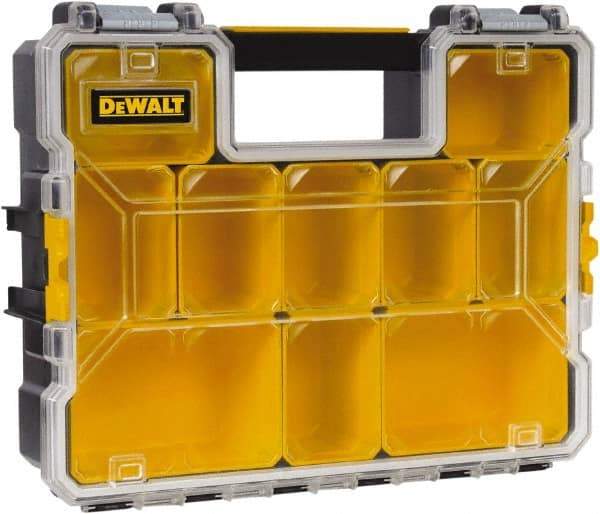 DeWALT - 10 Compartment Tool Organizer - 14" Wide x 4-1/2" Deep x 4-1/2" High, Plastic, Yellow - Americas Industrial Supply