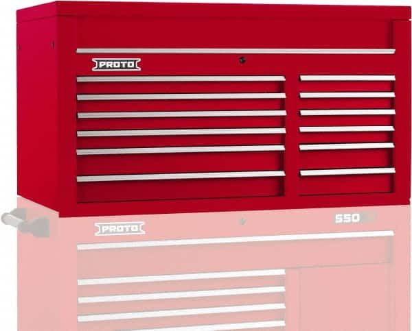 Proto - 12 Drawer Top Tool Chest - 50" Wide x 25-1/4" Deep x 27" High, Steel, Red - Americas Industrial Supply