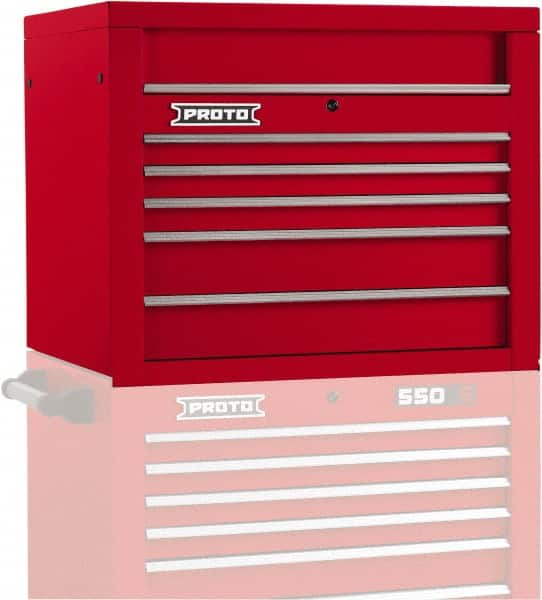 Proto - 5 Drawer Top Tool Chest - 34" Wide x 25-1/4" Deep x 27" High, Steel, Red - Americas Industrial Supply