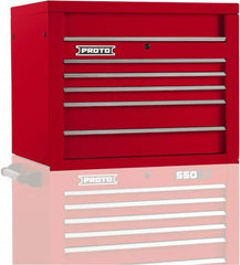 Proto - 5 Drawer Top Tool Chest - 34" Wide x 25-1/4" Deep x 27" High, Steel, Red - Americas Industrial Supply