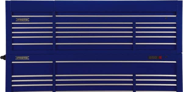 Proto - 15 Drawer Top Tool Chest - 88-1/4" Wide x 27" Deep x 27-1/4" High, Steel, Blue - Americas Industrial Supply
