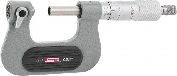 SPI - 0 to 1" Range, Mechanical Screw Thread Micrometer - Ratchet Stop Thimble, 0.001" Graduation, +/- 0.0002" Accuracy - Americas Industrial Supply