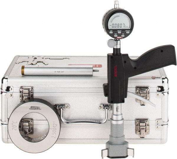 SPI - 2.5 to 3", 4.48" Deep, Pistol Grip Electronic Bore Gage - Up to 0.0002" Accuracy, 0.0001" Resolution, Includes Indicator - Americas Industrial Supply