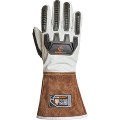 Vibration-dampening gauntlet driver gloves that protect against cuts and bumps