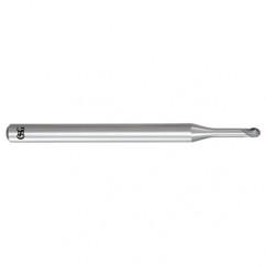 1mm Dia. - 45mm OAL - Solid Carbide - Ball End HP End Mill-2 FL - Americas Industrial Supply