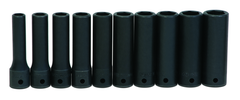 10 Piece - 1/2" Drive - 6 Point - Deep Impact Socket Set on Clip Rail Metric - Americas Industrial Supply