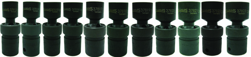11 Piece - 1/2" Drive - Universal 6 Point Impact Socket Set on Clip Rail Metric - Americas Industrial Supply