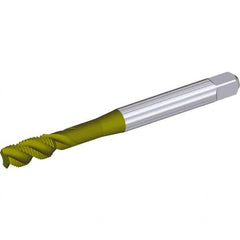 Kennametal - M14x2.00 Metric 3 Flute Modified Bottoming Spiral Flute Tap - Cobalt, TiN Finish, 110mm OAL, Right Hand Flute, Right Hand Thread, H6 - Americas Industrial Supply