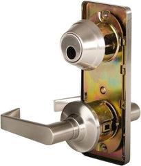Stanley - Grade 2 Passage Lever Lockset for 1-3/8 to 2" Thick Doors - 2-3/4" Back Set, Keyless Cylinder, Brass Alloy, Satin Nickel Finish - Americas Industrial Supply