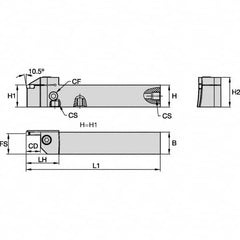Kennametal - External Thread, 32mm Max Cut of Depth, 6mm Min Groove Width, 170mm OAL, Left Hand Indexable Grooving Cutoff Toolholder - 32mm Shank Height x 32mm Shank Width, EG0600M06P04 Insert Style, EVSB Toolholder Style, Series Beyond Evolution - Americas Industrial Supply