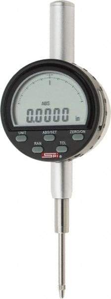 SPI - 0 to 1" Range, 0.0001" Graduation, Electronic Drop Indicator - Flat & Lug Back, Accurate to 0.0006", Inch & Metric System, Digital Display - Americas Industrial Supply
