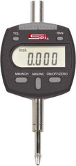 SPI - 0 to 1/2" Range, 0.00005" Graduation, Electronic Drop Indicator - Flat & Lug Back, Accurate to 0.00016", Inch & Metric System, Digital Display - Americas Industrial Supply