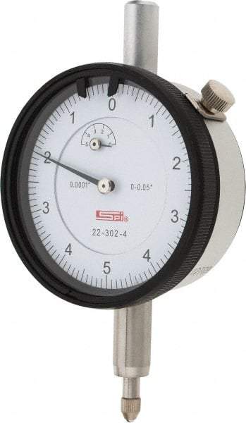 SPI - 0.05" Range, 0-5-0 Dial Reading, 0.0001" Graduation Dial Drop Indicator - 2.2" Dial, 0.01" Range per Revolution, 0.0007" Accuracy, Revolution Counter, Includes NIST Traceability Certification - Americas Industrial Supply