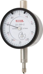 SPI - 5mm Range, 0-50 Dial Reading, 0.01mm Graduation Dial Drop Indicator - 42mm Dial, 0.5mm Range per Revolution, 0.016mm Accuracy, Includes NIST Traceability Certification - Americas Industrial Supply