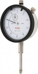 SPI - 20mm Range, 0-100 Dial Reading, 0.01mm Graduation Dial Drop Indicator - 58mm Dial, 1mm Range per Revolution, 0.025mm Accuracy, Revolution Counter, Includes NIST Traceability Certification - Americas Industrial Supply