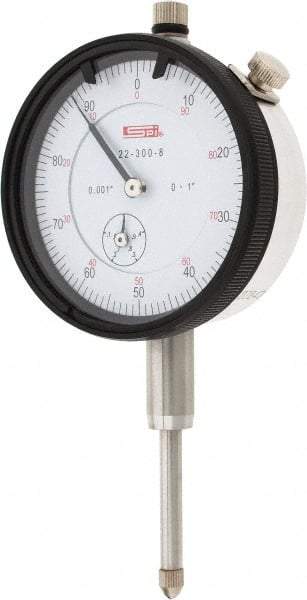 SPI - 1" Range, 0-100 Dial Reading, 0.001" Graduation Dial Drop Indicator - 2.2" Dial, 0.1" Range per Revolution, 0.002" Accuracy, Revolution Counter, Includes NIST Traceability Certification - Americas Industrial Supply