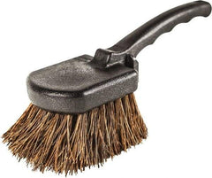 Harper Brush - 2-1/4" Bristle Length, Palmyra Utility Scrub Brush - 3-1/2" x 3-1/2" Long x 3" Wide Head, 10" OAL, Easy Grip Handle, Black, Polypropylene Block - Americas Industrial Supply