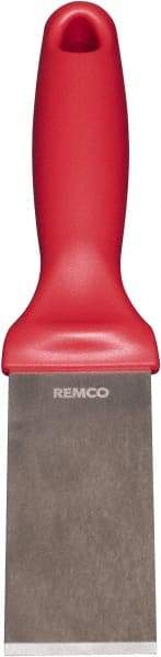 Remco - Stiff Stainless Steel Beveled Scraper - 1-1/2" Blade Width x 3-1/2" Blade Length, 5-13/32" Long Ergonomic Polypropylene Handle - Americas Industrial Supply