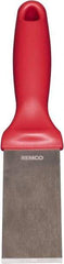 Remco - Stiff Stainless Steel Beveled Scraper - 1-1/2" Blade Width x 3-1/2" Blade Length, 5-13/32" Long Ergonomic Polypropylene Handle - Americas Industrial Supply