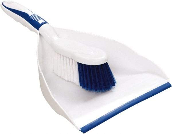 Harper Brush - 8" Wide x 7" Deep x 4" High Handheld Dustpan with Brush - Plastic Body, 5" Handle, White - Americas Industrial Supply