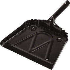 Harper Brush - 12" Wide x 7" Deep x 4" High Handheld Dustpan - Metal Body, 6" Handle, Black - Americas Industrial Supply