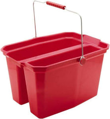 Harper Brush - 19 Qt Plastic Double Pail - 18" Long, Red, Metal Handle - Americas Industrial Supply