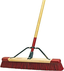 Harper Brush - 24" Rough Surface Synthetic Push Broom - 3" Bristle Length, Wood Block, Bolt-On Handle Connection, Handle Included - Americas Industrial Supply