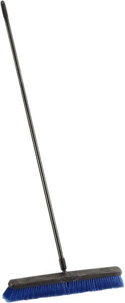Harper Brush - 24" Medium Duty Synthetic Push Broom - 3" Bristle Length, Plastic Block, Threaded Handle Connection, Handle Included - Americas Industrial Supply