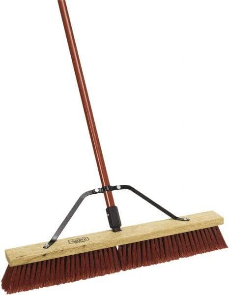 Harper Brush - 24" Medium Duty Synthetic Push Broom - 3" Bristle Length, Wood Block, Threaded Handle Connection, Handle Sold Separately - Americas Industrial Supply