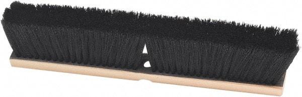 Harper Brush - 24" Smooth Surface Horsehair Push Broom - 3" Bristle Length, Wood Block, Threaded Handle Connection, Handle Sold Separately - Americas Industrial Supply