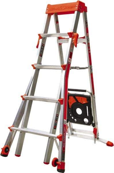 Little Giant Ladder - 6 Steps, 8' High, Type IA Rating, Aluminum Multi-Use Ladder - 300 Lb Load Capacity, 27" Base Width - Americas Industrial Supply