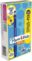 Paper Mate - 1mm Ball Point Ball Point Pen with Stylus - Blue - Americas Industrial Supply