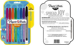 Paper Mate - 1mm Ball Point Ball Point Pen - Pink, Red, Orange, Green, Turquoise, Blue, Purple & Black - Americas Industrial Supply