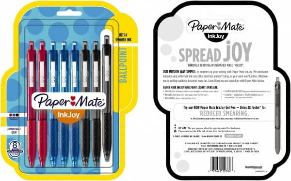 Paper Mate - 1mm Ball Point Retractable Ball Point Pen - Red, Blue & Black - Americas Industrial Supply