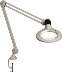 Vision Engineering - 30" Arm, Spring Suspension, Clamp Mount, LED, Light Gray, Magnifying Task Light - 9 Watts, 120 Volts, 1.75x Magnification - Americas Industrial Supply