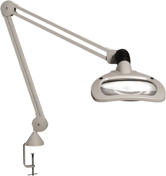 Vision Engineering - 30" Arm, Spring Suspension, Clamp Mount, LED, Light Gray, Magnifying Task Light - 6 Watts, 120 Volts, 1.88x Magnification - Americas Industrial Supply