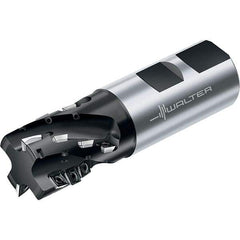 Walter - 32mm Cut Diam, 37mm Max Depth of Cut, 32mm Shank Diam, 111mm OAL, Indexable Square Shoulder Helical End Mill - Weldon Shank, 90° Lead Angle, Through Coolant, Series M4256 - Americas Industrial Supply