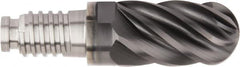 Kennametal - 1" Mill Diam, 1-1/2" LOC, Solid Carbide Ball End Mill Head - Spiral Flute, Right Hand Cut, 39° Helix, 6 Flutes, AlTiN Finish - Americas Industrial Supply