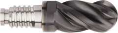 Kennametal - 1" Mill Diam, 1-1/2" LOC, Solid Carbide Ball End Mill Head - Spiral Flute, Right Hand Cut, 39° Helix, 4 Flutes, AlTiN Finish - Americas Industrial Supply
