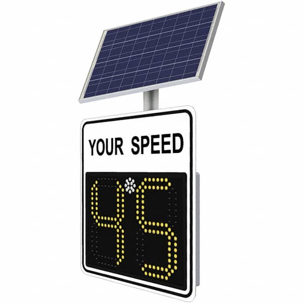 TrafficLogix - "Your Speed", 28" Wide x 28" High, Aluminum Speed Limit Signs - Black on White, High Intensity Reflectivity, Square, Post Mount - Americas Industrial Supply