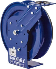 CoxReels - 10 AWG, 50' Cable Length, Cord & Cable Reel without Cable - 0 Outlets, 35 Amps, 115 Volts, SO Cable, Blue Reel, Spring Driven Reel - Americas Industrial Supply