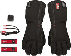 General Purpose Work Gloves: Large, Leather & Polyester Black, Polyester-Lined, Smooth Grip