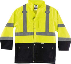 Ergodyne - Size 5XL, Lime, Rain Jacket - 3 Pockets, Rollaway Hood - Americas Industrial Supply