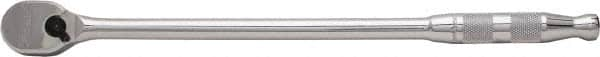 Proto - 3/8" Drive Pear Head Ratchet - Full Polish Chrome Finish, 13" OAL, 90 Gear Teeth, Long Arm Handle, Reversible Head - Americas Industrial Supply