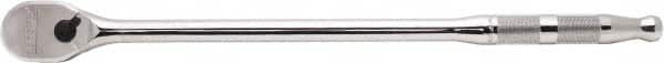 Proto - 1/4" Drive Pear Head Ratchet - Full Polish Chrome Finish, 9" OAL, 90 Gear Teeth, Long Handle, Reversible Head - Americas Industrial Supply
