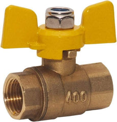 Value Collection - 1/2" Pipe, Full Port, Brass Standard Ball Valve - 2 Piece, FNPT x FNPT Ends, Tee Handle, 400 WOG, 150 WSP - Americas Industrial Supply