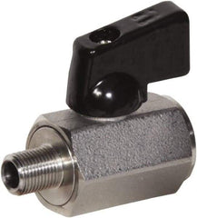 Value Collection - 1/8" Pipe, Full Port, Stainless Steel Miniature Ball Valve - Inline - Two Way Flow, MNPT x FNPT Ends, Wedge Handle, 1,000 WOG, 150 WSP - Americas Industrial Supply